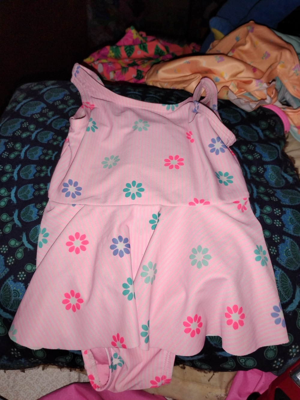 Toddler Girls Pink Floral One-Piece Swim Dress
